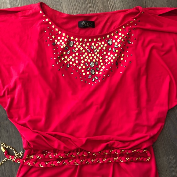 Cold Shoulder Studded Blouson Dress b95 - Picture 2 of 8